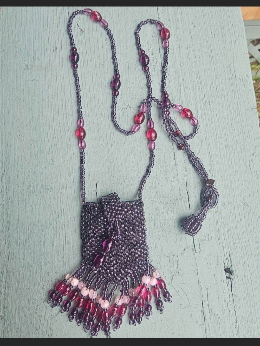Urban Outfitters Purple Beaded Fringe Necklace